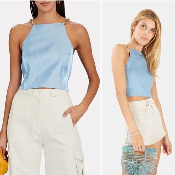 (SOLD) Cult Gaia Joey Chain Top Icy Blue - Picture 4 of 13